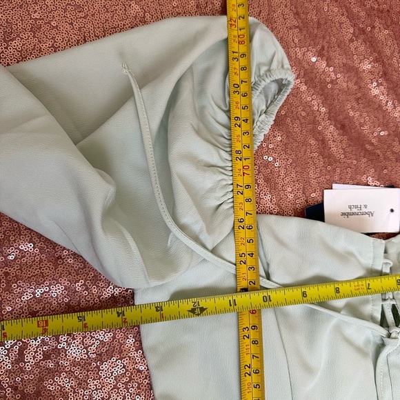 NEW ABERCROMBIE & FITCH Forest Green Chiffon Long Sleeve Short Dress, Small - Picture 8 of 8